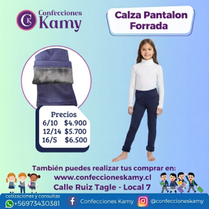 Calza Pantalon Forrada Azul Marino